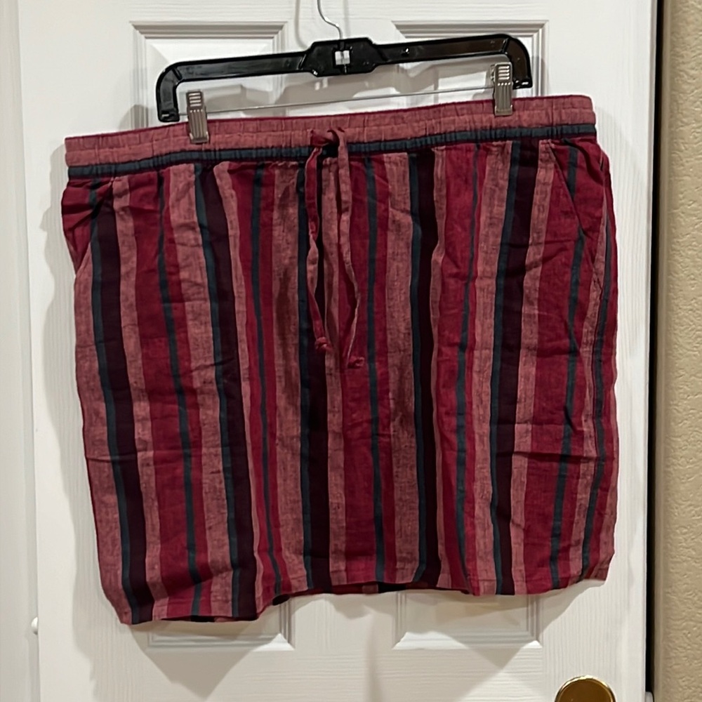 Garnet Hill Red & Pink Vertical Stripe Cotton Skirt